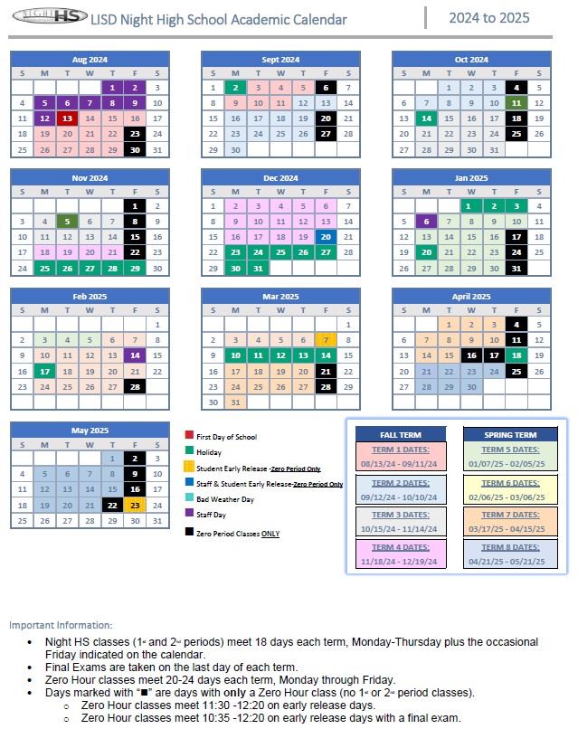 NHS Calendar 2024-2025